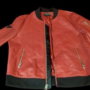 Red leather Guess jacket